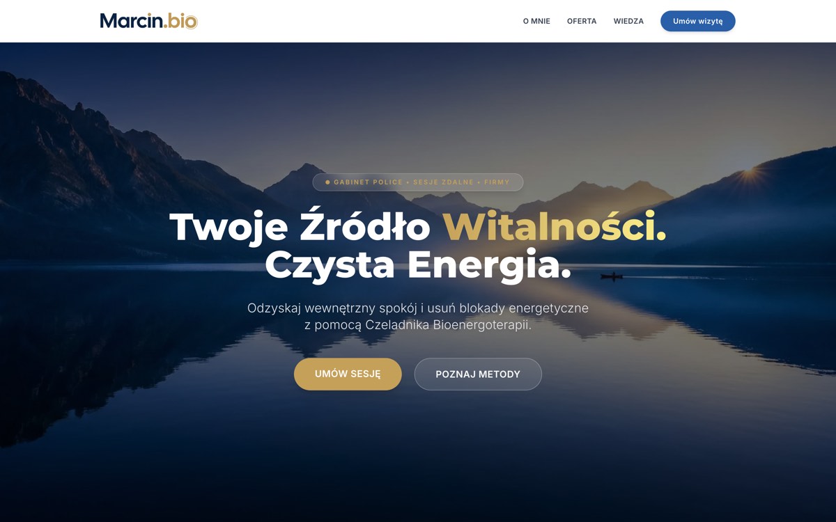 Realizacja qsites: strona marcin.bio